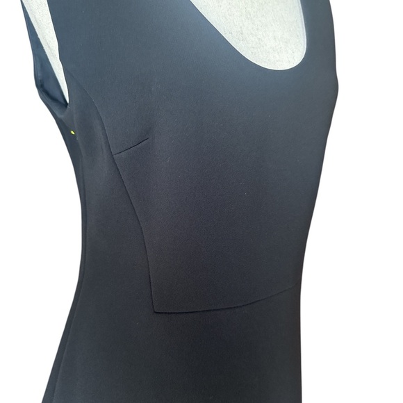 NWT Theory Black Crepe Scoop Flounce Dress Sleeveless Size 12 - Picture 6 of 16